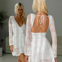Nautia Lace Long Sleeve Romper White