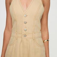 Jayalen Halter Romper Ecru