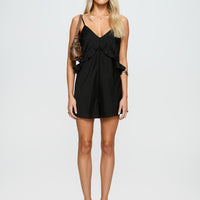 Diamonds Dancing Ruffle Detail Playsuit Black