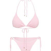 Glora Tie Side Ribbed Bikini Bottom Pale Pink