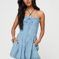 Vip Strapless Romper Blue