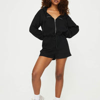 Jeanette Hooded Romper Black