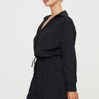 Enlighten Me Long Sleeve Romper Black