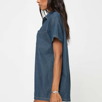 Dottey Denim Romper Dark Wash
