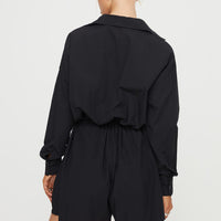 Enlighten Me Long Sleeve Romper Black