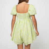 Lorna Check Romper Green