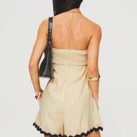 Gomiti Strapless Romper Beige / Black