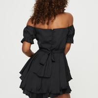 Poppins Off Shoulder Romper Black