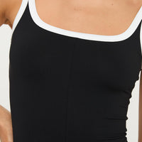 Side Stripe Romper Black / White Stripe