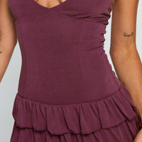Under The Moonlight Halter Playsuit Wine