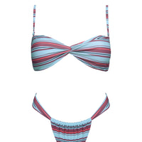 Summer Season Ruched Side Bikini Bottoms Blue Stripe