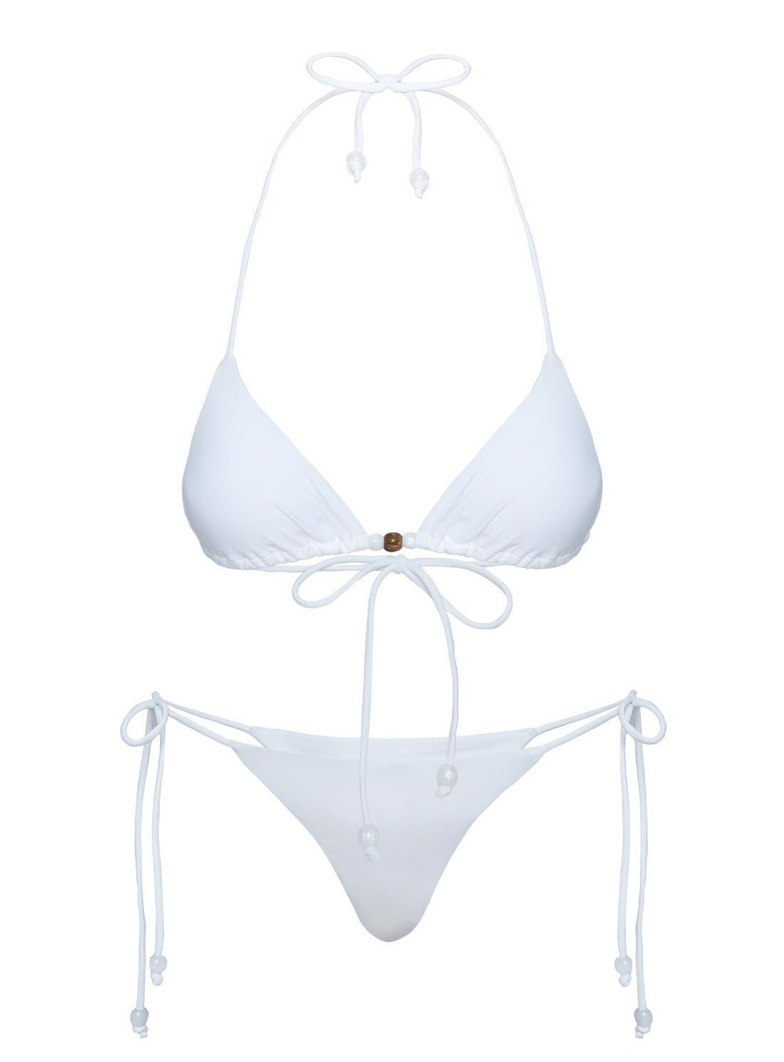 Flounder Bead Detail Bikini Bottoms White