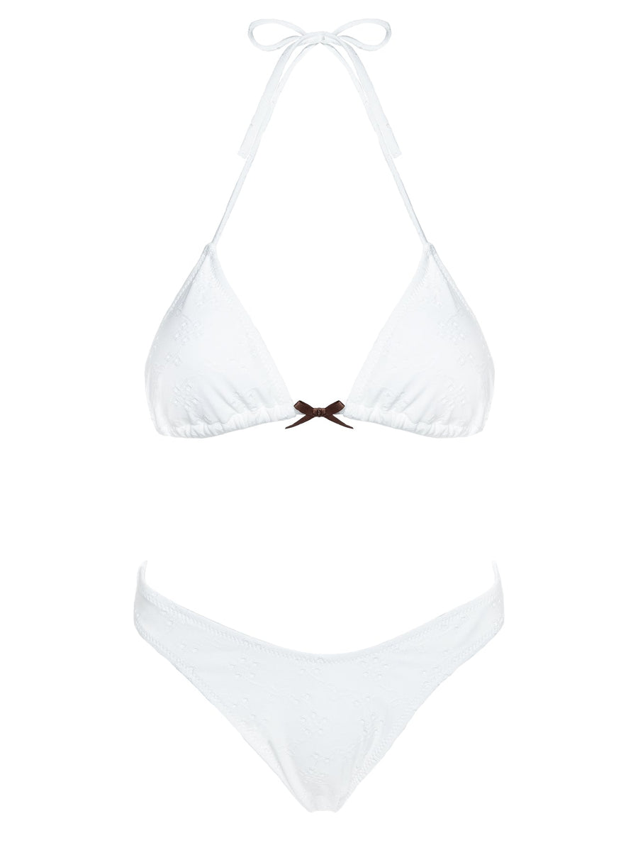 Lucky Bay Anglaise High Side Bikini Bottoms White