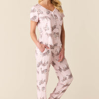 Nadia Cloud Jersey PJ Set in Tiger Lily