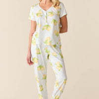 Nadia Cloud Jersey PJ Set in Lemon Spritz