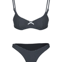 Novie High Cut Cheeky Bikini Bottoms Black Polkadot