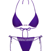 On Island Time String Bead Detail Bikini Bottoms Purple