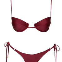 Vaughn Shine Double Tie Side Bikini Bottoms Burgundy